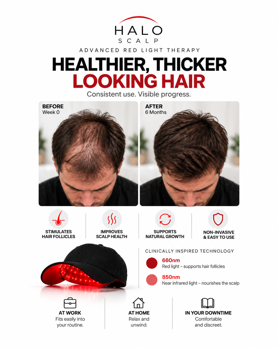 HaloScalp red light therapy cap for scalp care — product photo 4